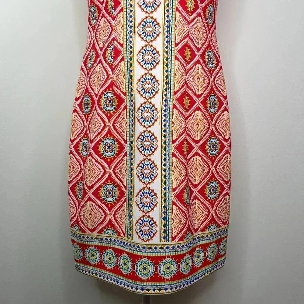 R&K Sleeveless Colorful Pattern Panel Dress - Pink, Blue, Yellow, White - 4 - Picture 4 of 14